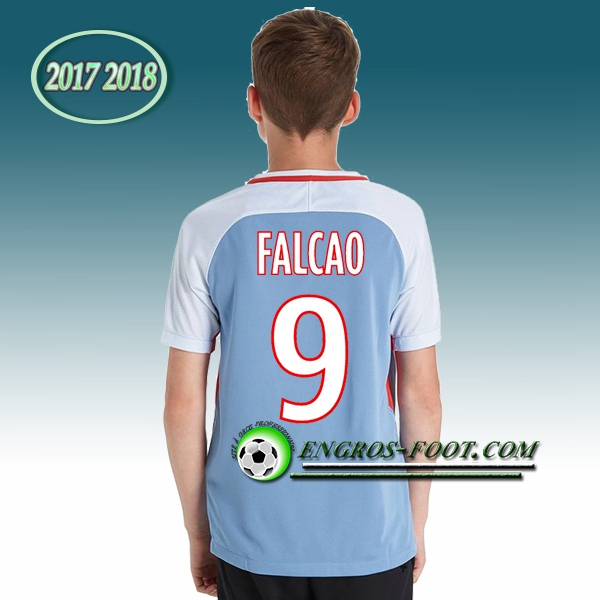 Engros-foot: Ensemble Maillot Foot AS Monaco Enfant Falcao 9 Exterieur 2017 2018 Bleu Clair Thailande