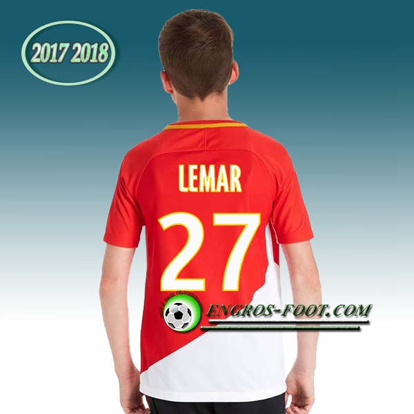 Engros-foot: Ensemble Maillot Foot AS Monaco Enfant Lemar 27 Domicile 2017 2018 Rouge/Blanc Thailande