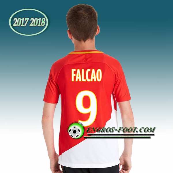 Engros-foot: Ensemble Maillot Foot AS Monaco Enfant Falcao 9 Domicile 2017 2018 Rouge/Blanc Thailande