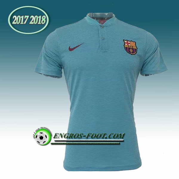 Engros-foot: Polo FC Barcelone Bleu Lignes 2017-2018 Thailande