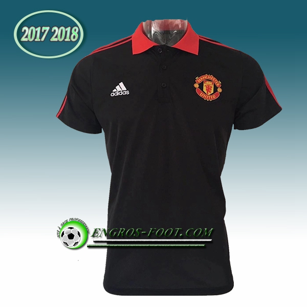 Engros-foot: Polo Manchester United Noir/Rouge 2017-2018 Thailande