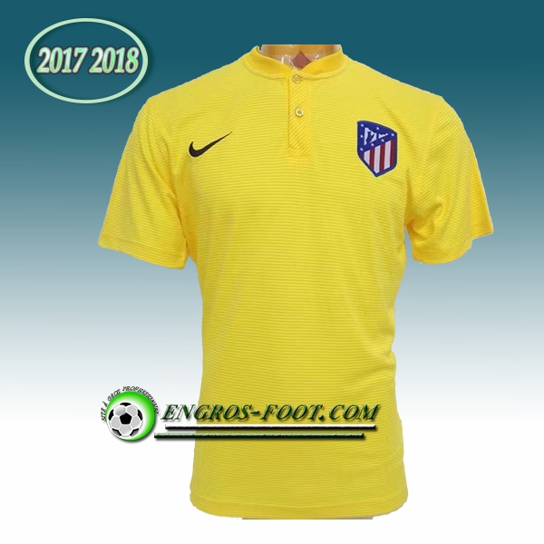 Engros-foot: Polo Atletico Madrid Jaune Lignes 2017-2018 Thailande