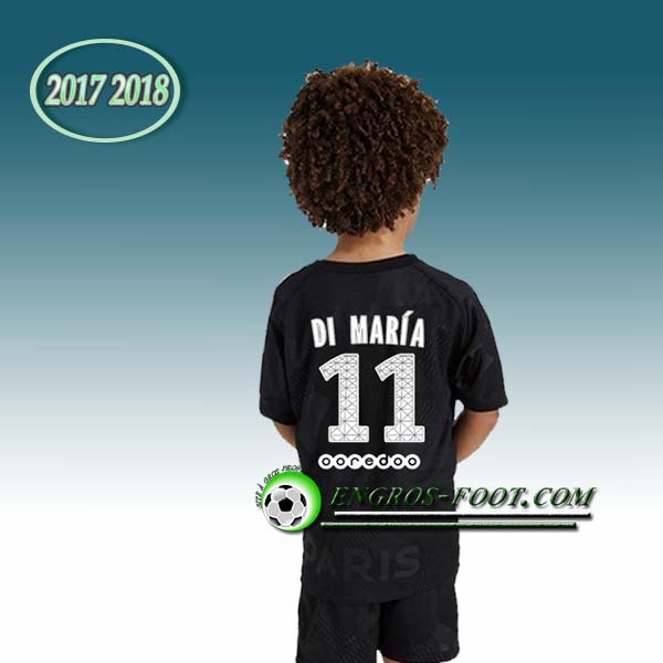 Engros-foot: Ensemble Maillot Foot PSG Enfant DI MARIA 11 Third 2017 2018 Noir Thailande