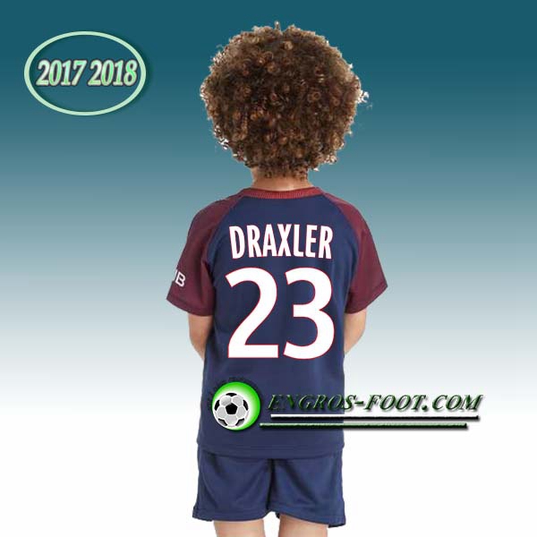 Engros-foot: Ensemble Maillot Foot PSG Enfant DRAXLER 23 Domicile 2017 2018 Bleu/Rouge Thailande