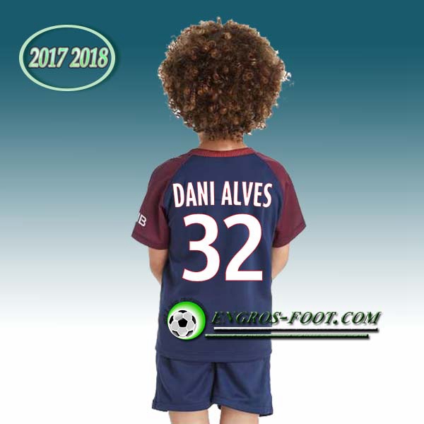 Engros-foot: Ensemble Maillot Foot PSG Enfant DANI ALVES 32 Domicile 2017 2018 Bleu/Rouge Thailande