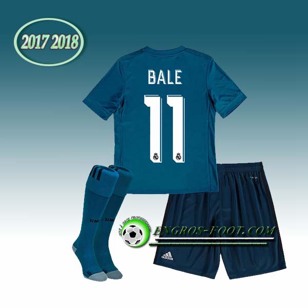 Engros-foot: Ensemble Maillot Foot Real Madrid Enfant BALE 11 Third 2017 2018 Bleu Thailande