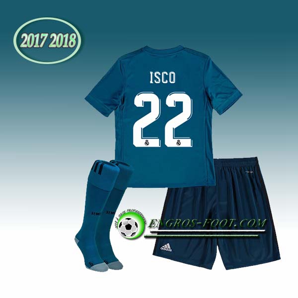 Engros-foot: Ensemble Maillot Foot Real Madrid Enfant ISCO 22 Third 2017 2018 Bleu Thailande