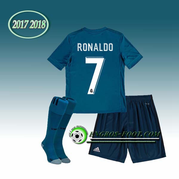 Engros-foot: Ensemble Maillot Foot Real Madrid Enfant RONALDO 7 Third 2017 2018 Bleu Thailande