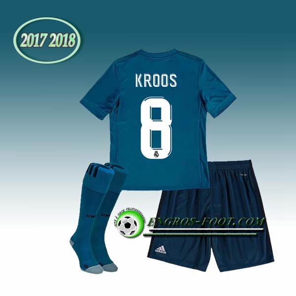 Engros-foot: Ensemble Maillot Foot Real Madrid Enfant KROOS 8 Third 2017 2018 Bleu Thailande