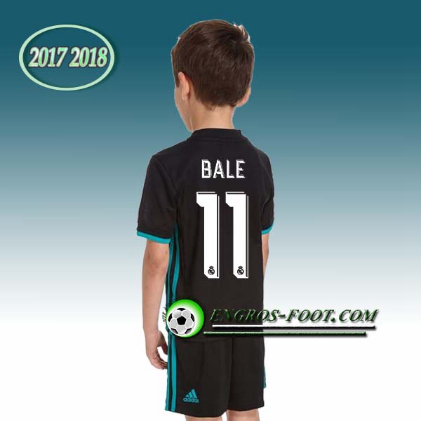 Engros-foot: Ensemble Maillot Foot Real Madrid Enfant BALE 11 Exterieur 2017 2018 Noir/Bleu Thailande