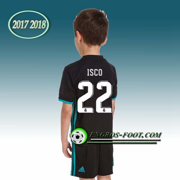 Engros-foot: Ensemble Maillot Foot Real Madrid Enfant ISCO 22 Exterieur 2017 2018 Noir/Bleu Thailande