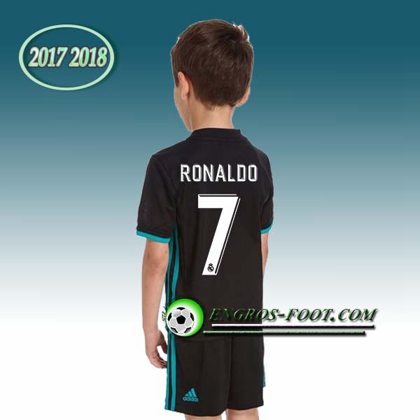 Engros-foot: Ensemble Maillot Foot Real Madrid Enfant RONALDO 7 Exterieur 2017 2018 Noir/Bleu Thailande