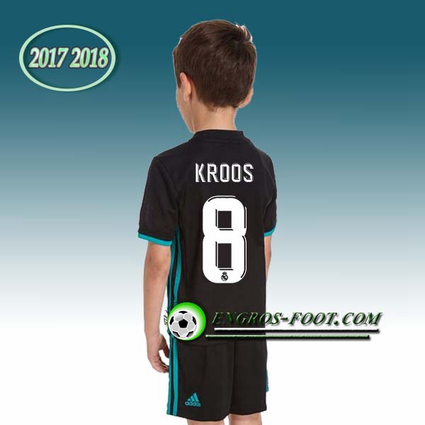 Engros-foot: Ensemble Maillot Foot Real Madrid Enfant KROOS 8 Exterieur 2017 2018 Noir/Bleu Thailande