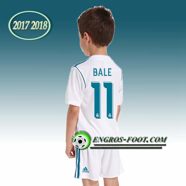 Engros-foot: Ensemble Maillot Foot Real Madrid Enfant BALE 11 Domicile 2017 2018 Blanc/Bleu Thailande