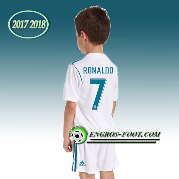 Engros-foot: Ensemble Maillot Foot Real Madrid Enfant RONALDO 7 Domicile 2017 2018 Blanc/Bleu Thailande