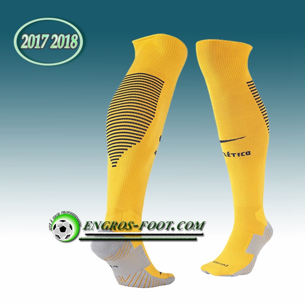 Engros-foot: Jeu Chaussettes Foot Atletico de Madrid Jaune 2017 2018 Exterieur Thailande