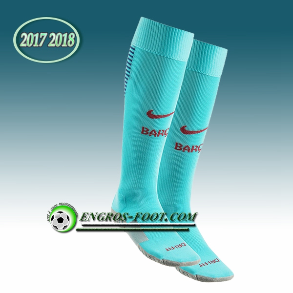 Engros-foot: Jeu Chaussettes Foot FC Barcelone Bleu Clair 2017 2018 Exterieur Thailande