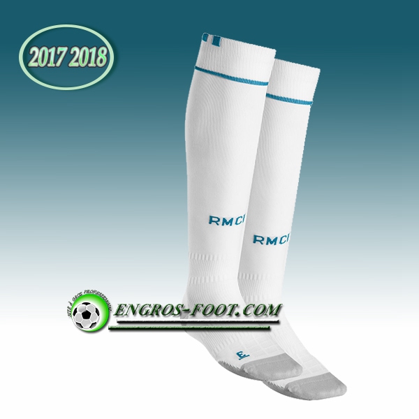 Engros-foot: Jeu Chaussettes Foot Real Madrid Blanc 2017 2018 Domicile Thailande