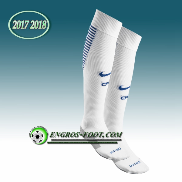 Engros-foot: Jeu Chaussettes Foot FC Chelsea Blanc 2017 2018 Exterieur Thailande