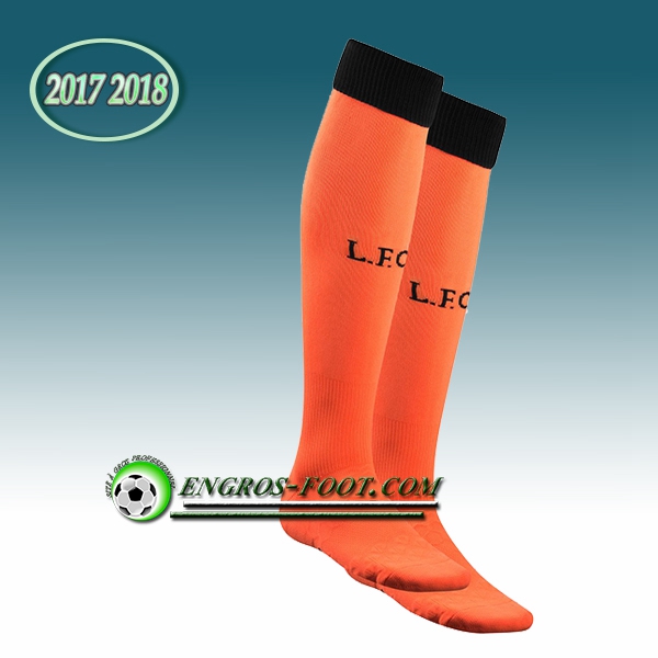 Engros-foot: Jeu Chaussettes Foot Liverpool Orange 2017 2018 Third Thailande