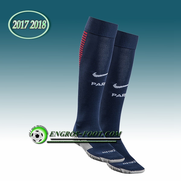 Engros-foot: Jeu Chaussettes Foot Paris PSG Bleu Fonce 2017 2018 Domicile Thailande