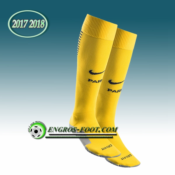 Engros-foot: Jeu Chaussettes Foot Paris PSG Jaune 2017 2018 Exterieur Thailande