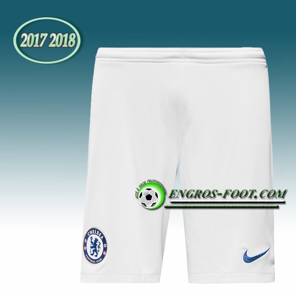 Engros-foot: Jeu Short Foot FC Chelsea Blanc 2017 2018 Exterieur Thailande