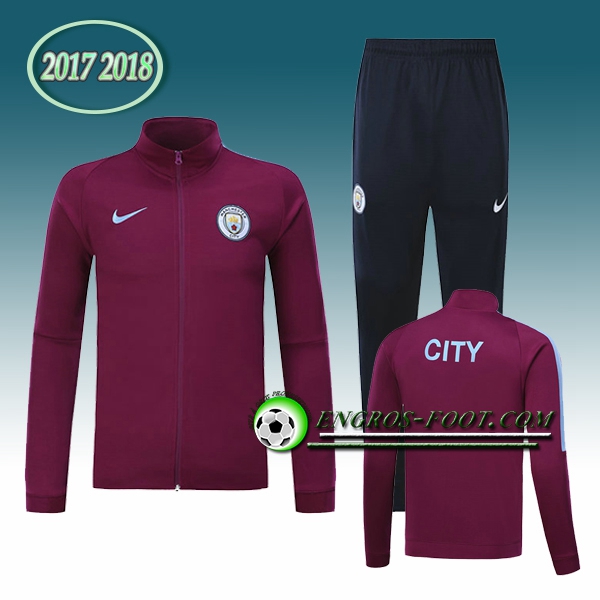 Engros-foot: Survetement Foot - Veste Manchester City Pourpre Ensemble 2017-2018 Thailande