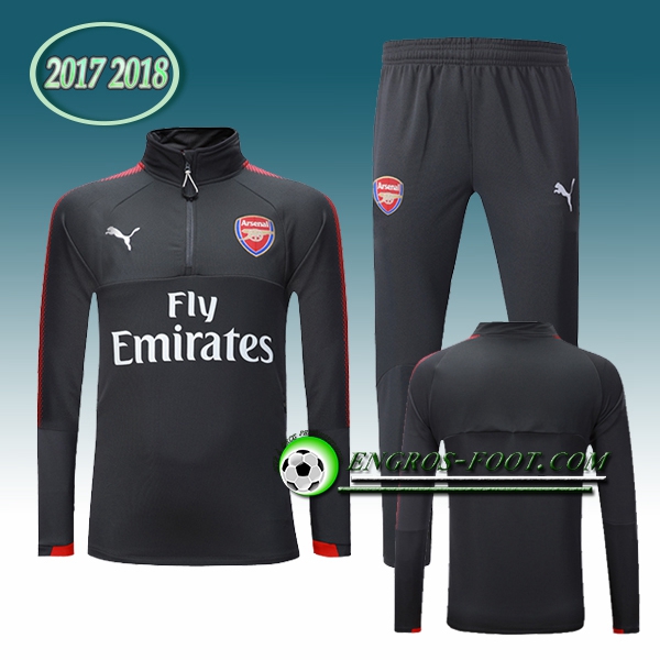 Engros-foot: Survetement Foot Arsenal Gris Fonce Zipper Ensemble 2017-2018 Thailande