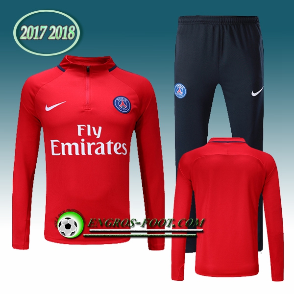 Engros-foot: Survetement Foot PSG Rouge Ensemble 2017-2018 Thailande