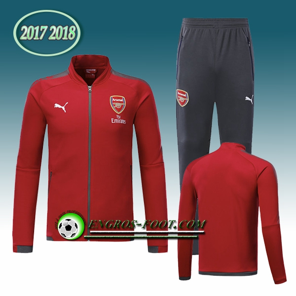 Engros-foot: Survetement Foot - Veste Arsenal Rouge Ensemble 2017-2018 Thailande