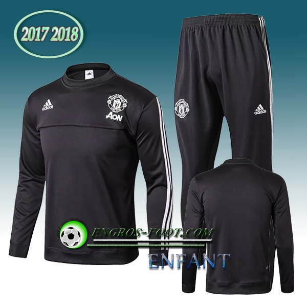 Engros-foot: Survetement Foot Manchester United Enfant Noir Ensemble 2017-2018 Thailande