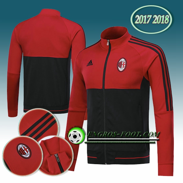 Engros-foot: Veste Foot Milan AC Rouge/Noir 2017-2018 Thailande