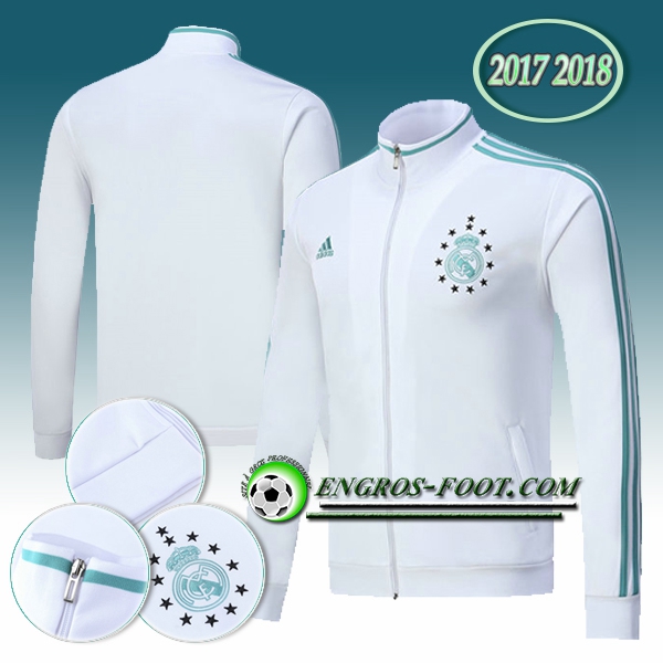 Engros-foot: Veste Foot Real Madrid Blanc 12 Champions 2017-2018 Thailande