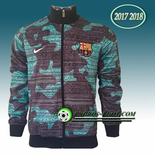 Engros-foot: Veste Foot FC Barcelone Bleu/Gris Camouflage 2017-2018 Thailande