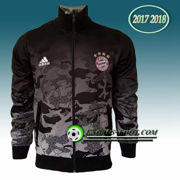 Engros-foot: Veste Foot Bayern Munich Noir/Gris Camouflage 2017-2018 Thailande