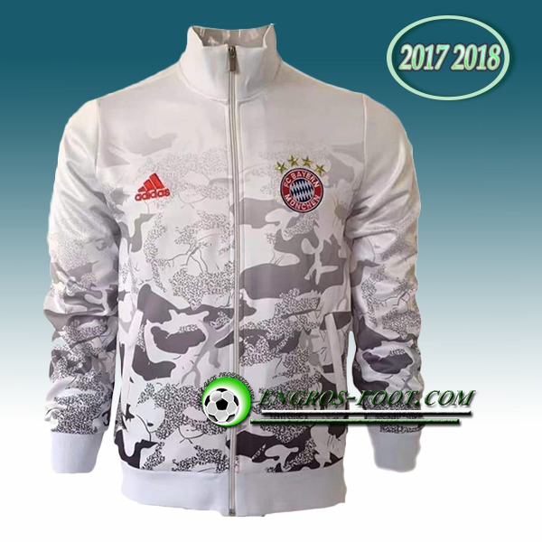 Engros-foot: Veste Foot Bayern Munich Blanc/Gris 2017-2018 Thailande