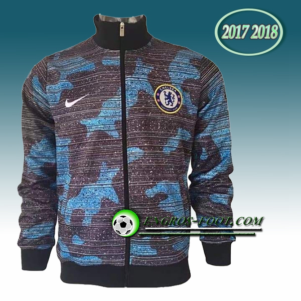 Engros-foot: Veste Foot FC Chelsea Bleu/Gris Camouflage 2017-2018 Thailande