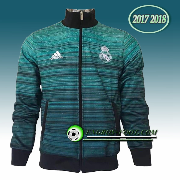 Engros-foot: Veste Foot Real Madrid Vert Stripes 2017-2018 Thailande