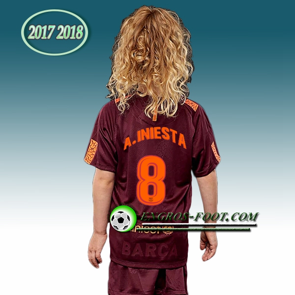 Engros-foot: Ensemble Maillot Foot FC Barcelone Enfant A.INIESTA 8 Third 2017 2018 Marron Thailande