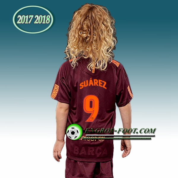 Engros-foot: Ensemble Maillot Foot FC Barcelone Enfant SUAREZ 9 Third 2017 2018 Marron Thailande