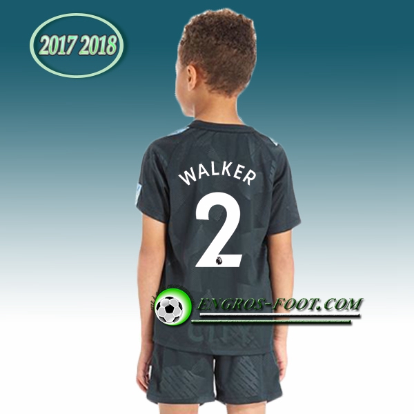 Engros-foot: Ensemble Maillot Foot Manchester City Enfant WALKER 2 Third 2017 2018 Armée Verte Thailande