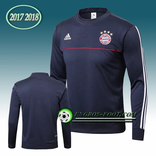 Engros-foot: Sweatshirt Training Bayern Munich Bleu Marine Col Rond 2017-2018 Thailande