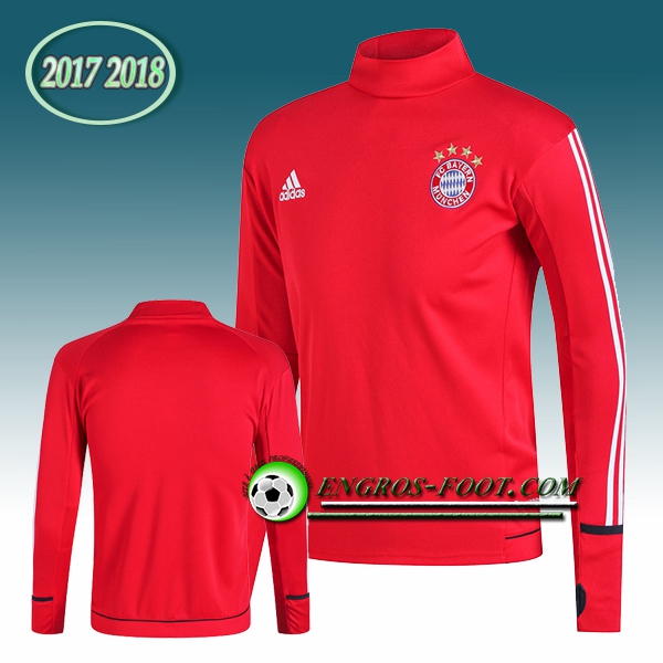 Engros-foot: Sweatshirt Training Bayern Munich Rouge Col Haut 2017-2018 Thailande