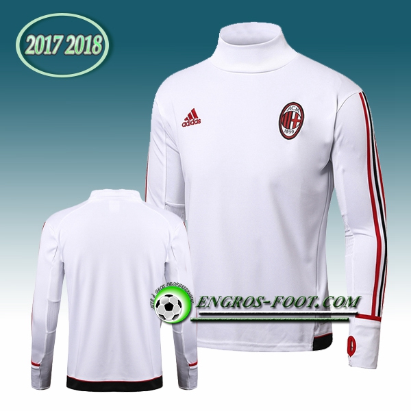 Engros-foot: Sweatshirt Training Milan AC Blanc Col Haut 2017-2018 Thailande