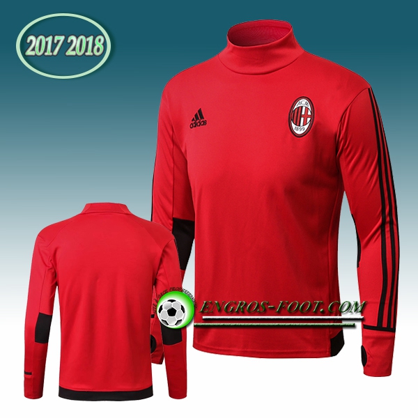 Engros-foot: Sweatshirt Training Milan AC Rouge Col Haut 2017-2018 Thailande