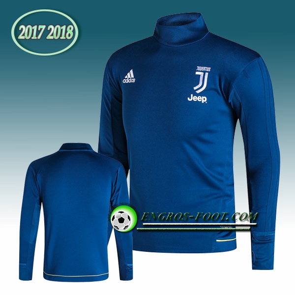 Engros-foot: Sweatshirt Training Juventus Bleu Col Haut 2017-2018 Thailande