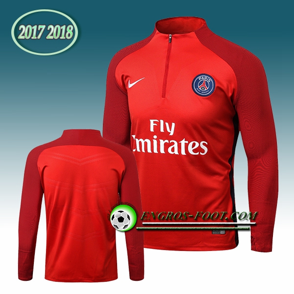 Engros-foot: Sweatshirt Training Paris PSG Rouge Manche imprimée 2017-2018 Thailande