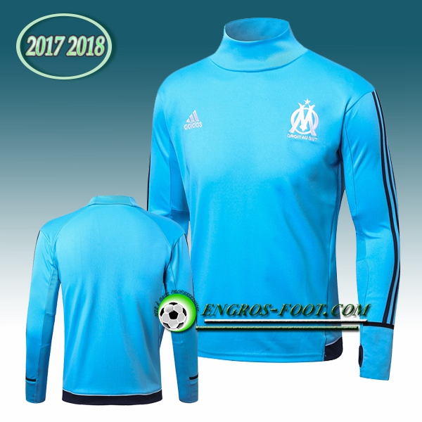 Engros-foot: Sweatshirt Training Marseille OM Bleu Clair Col Haut 2017-2018 Thailande