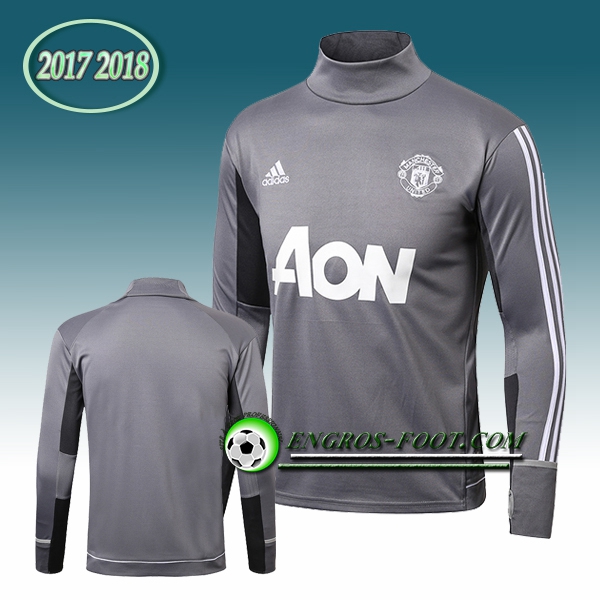 Engros-foot: Sweatshirt Training Manchester United Gris Col Haut 2017-2018 Thailande